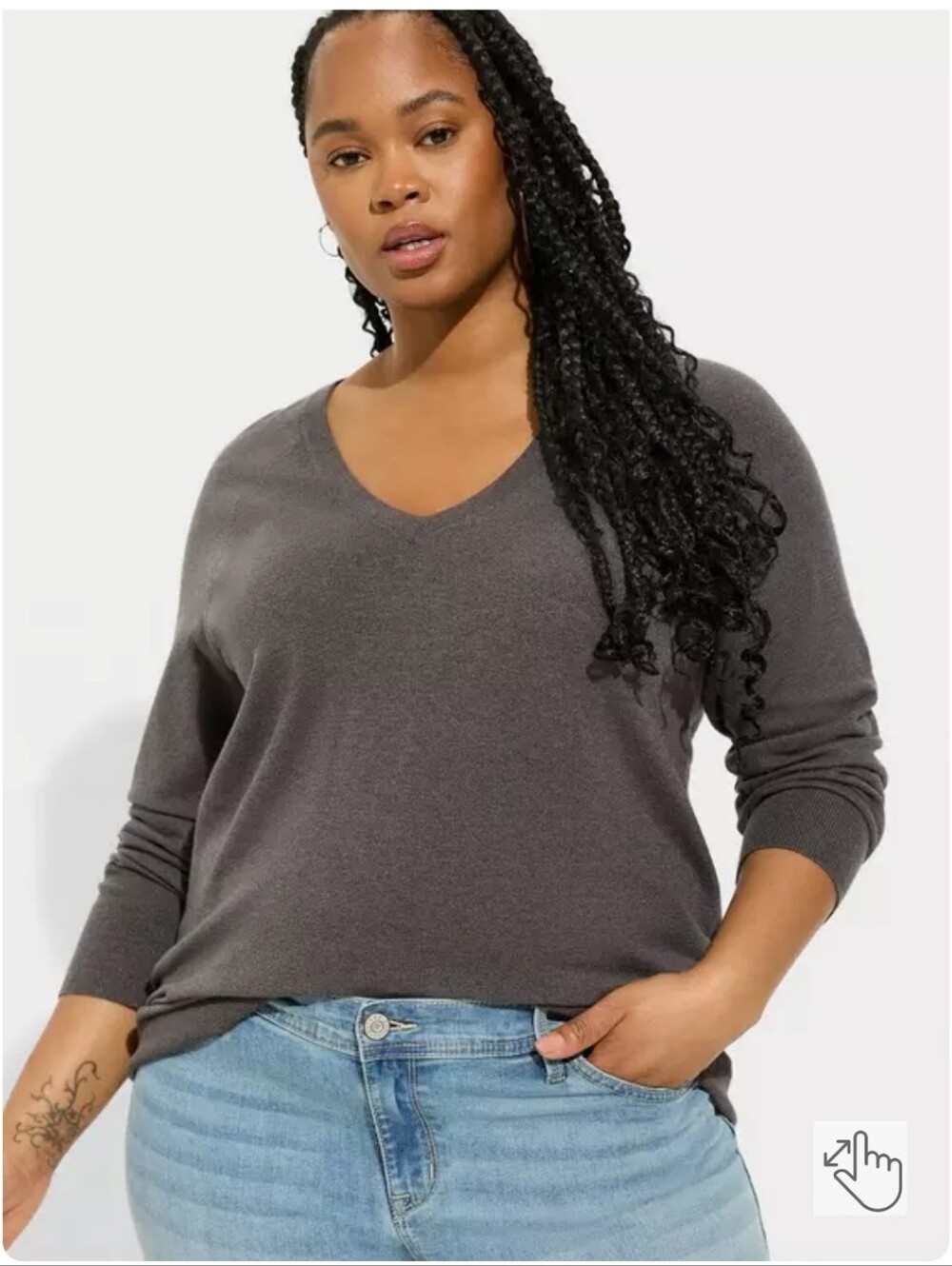 torrid Charcoal Gray V-Neck Sweater